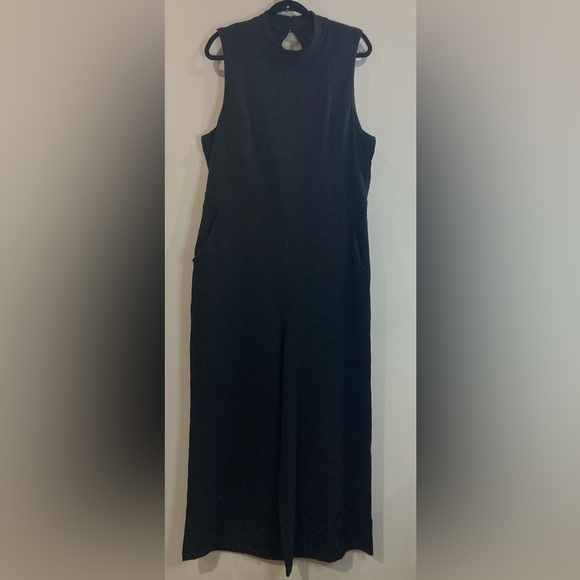 ANTHROPOLOGIE Sz XL Charley Mock Neck Keyhole Back Pockets Wide Leg Jumpsuit NEW - Picture 4 of 16